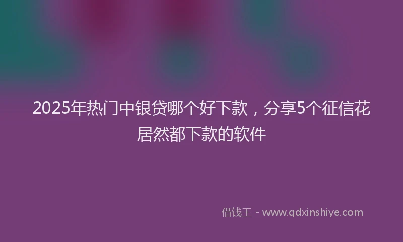2025年热门中银贷哪个好下款，分享5个征信花居然都下款的软件