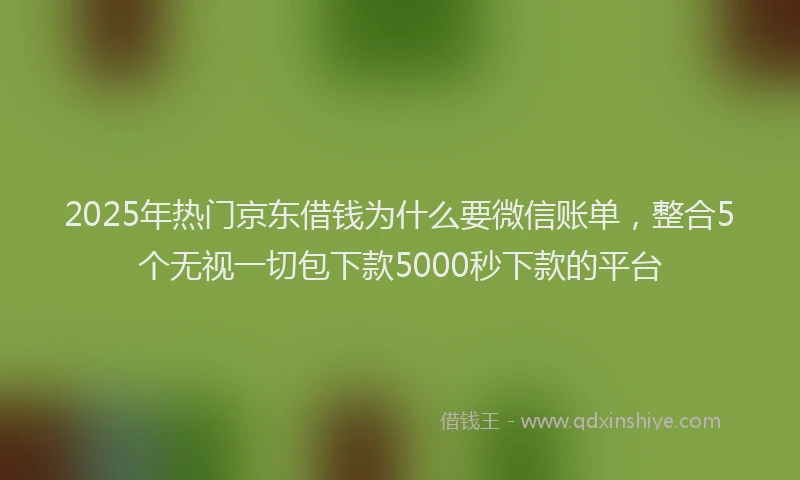 2025年热门京东借钱为什么要微信账单，整合5个无视一切包下款5000秒下款的平台
