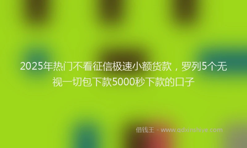 2025年热门不看征信极速小额货款，罗列5个无视一切包下款5000秒下款的口子