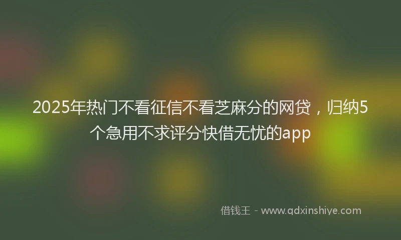 2025年热门不看征信不看芝麻分的网贷，归纳5个急用不求评分快借无忧的app