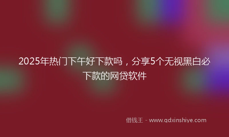 2025年热门下午好下款吗，分享5个无视黑白必下款的网贷软件