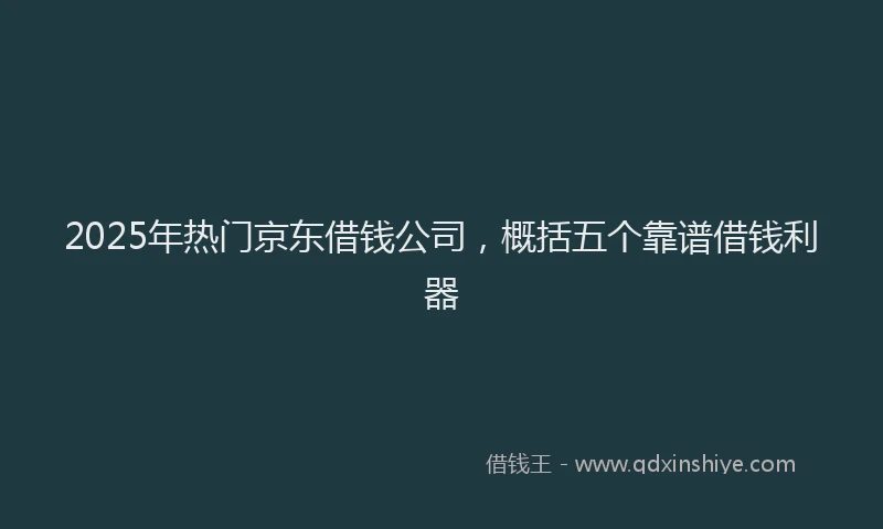 2025年热门京东借钱公司，概括五个靠谱借钱利器