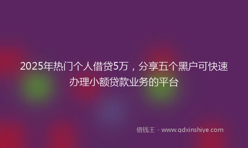 2025年热门个人借贷5万，分享五个黑户可快速办理小额贷款业务的平台