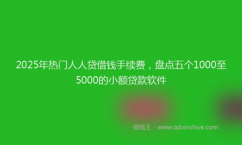 2025年热门人人贷借钱手续费，盘点五个1000至5000的小额贷款软件