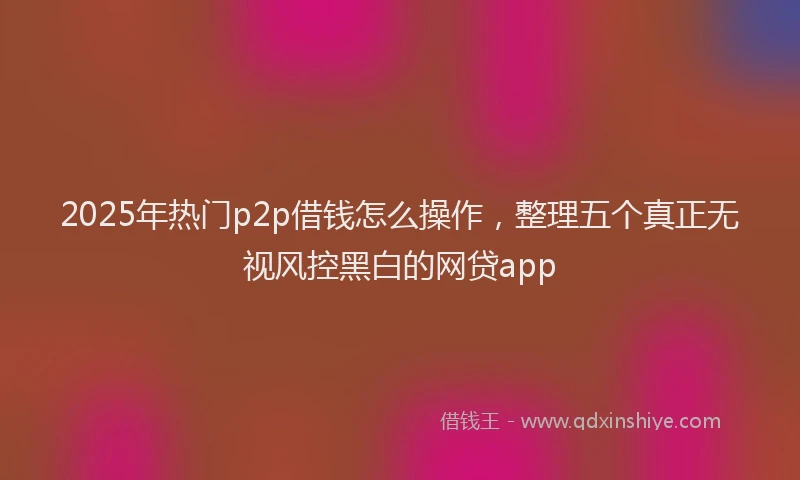 2025年热门p2p借钱怎么操作，整理五个真正无视风控黑白的网贷app