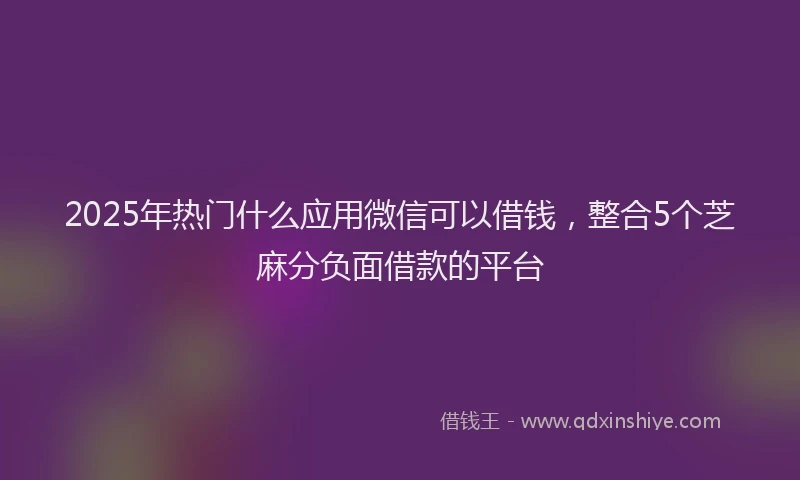 2025年热门什么应用微信可以借钱，整合5个芝麻分负面借款的平台