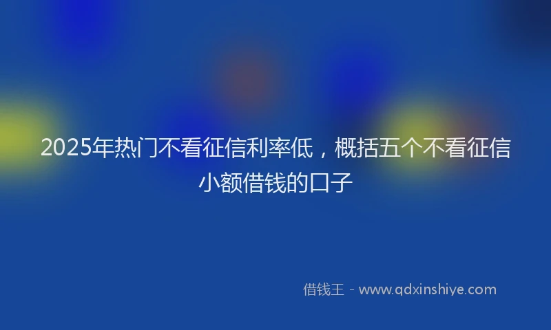 2025年热门不看征信利率低，概括五个不看征信小额借钱的口子