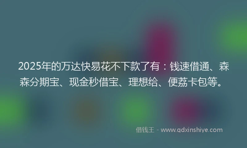 2025年的万达快易花不下款了有：钱速借通、森森分期宝、现金秒借宝、理想给、便荔卡包等。