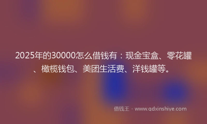 2025年的30000怎么借钱有：现金宝盒、零花罐、橄榄钱包、美团生活费、洋钱罐等。