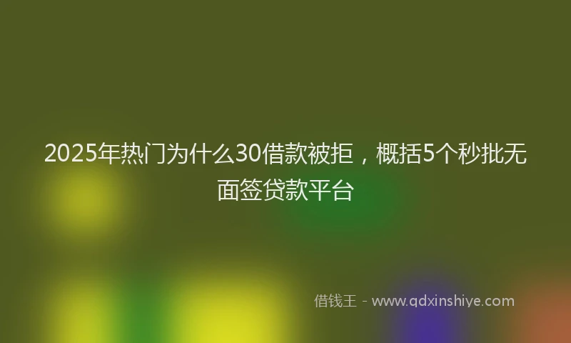 2025年热门为什么30借款被拒，概括5个秒批无面签贷款平台