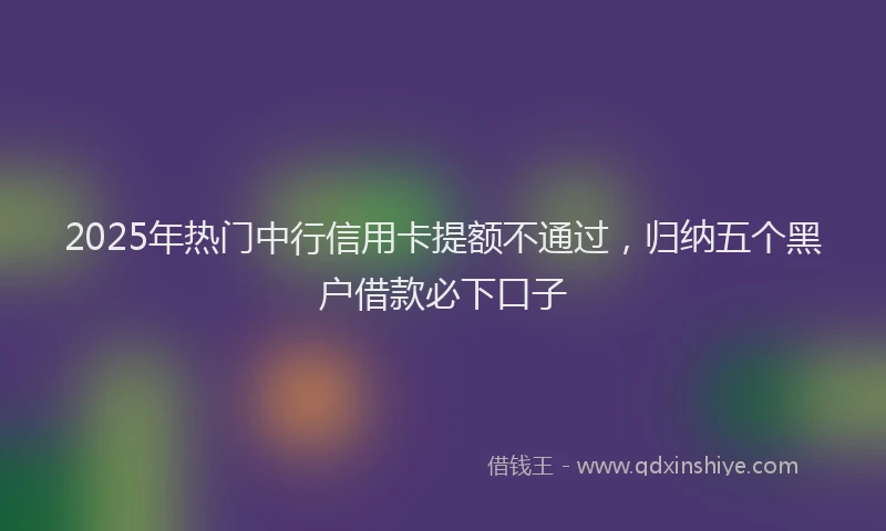 2025年热门中行信用卡提额不通过，归纳五个黑户借款必下口子