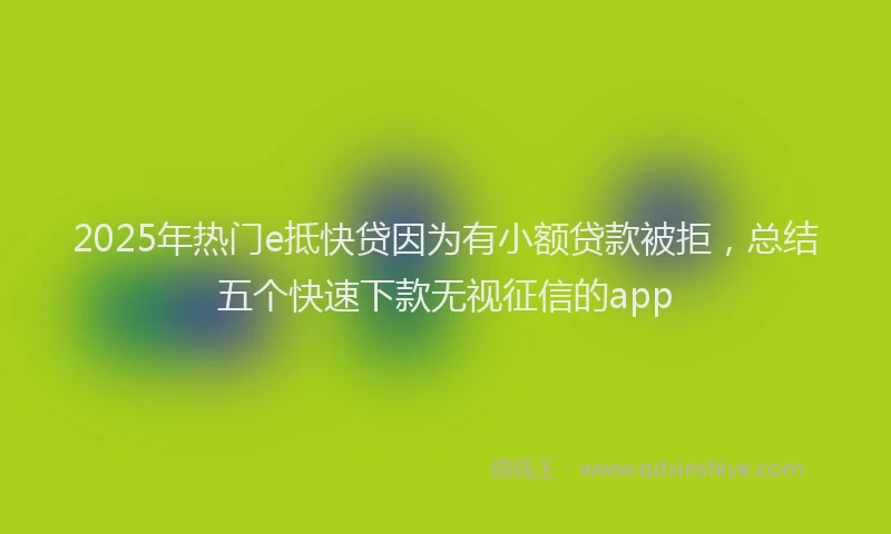 2025年热门e抵快贷因为有小额贷款被拒，总结五个快速下款无视征信的app