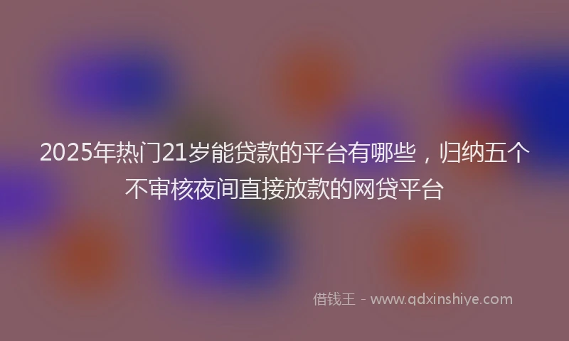 2025年热门21岁能贷款的平台有哪些，归纳五个不审核夜间直接放款的网贷平台