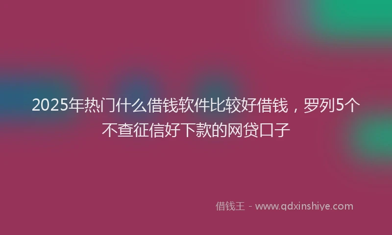 2025年热门什么借钱软件比较好借钱，罗列5个不查征信好下款的网贷口子