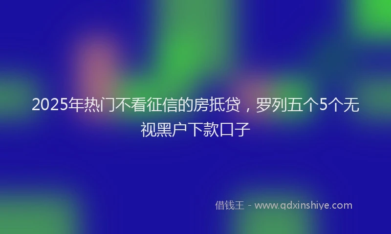 2025年热门不看征信的房抵贷，罗列五个5个无视黑户下款口子