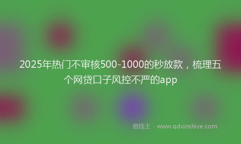 2025年热门不审核500-1000的秒放款，梳理五个网贷口子风控不严的app