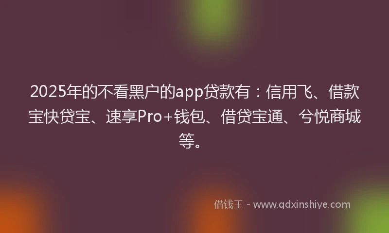 2025年的不看黑户的app贷款有：信用飞、借款宝快贷宝、速享Pro+钱包、借贷宝通、兮悦商城等。