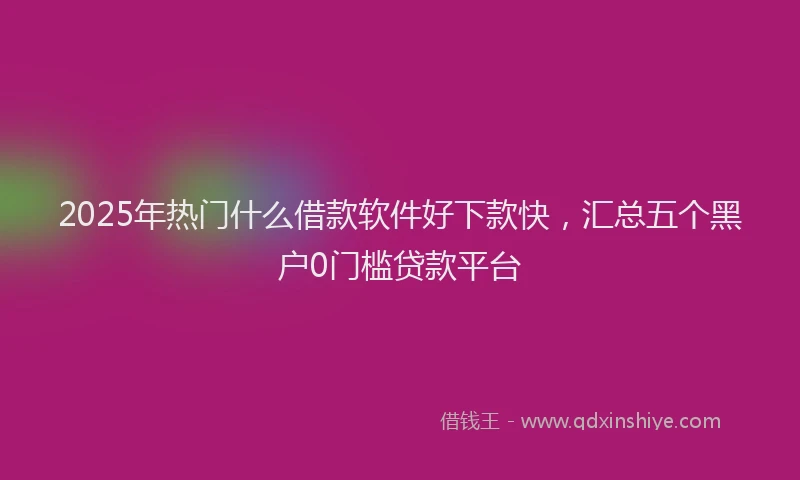 2025年热门什么借款软件好下款快，汇总五个黑户0门槛贷款平台