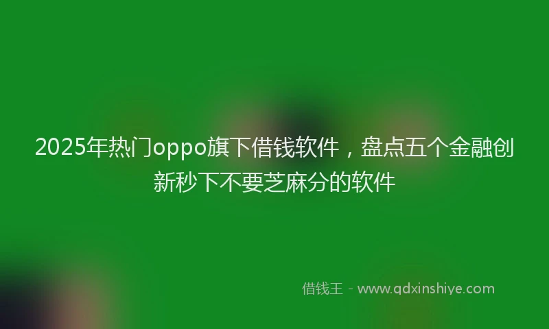 2025年热门oppo旗下借钱软件，盘点五个金融创新秒下不要芝麻分的软件