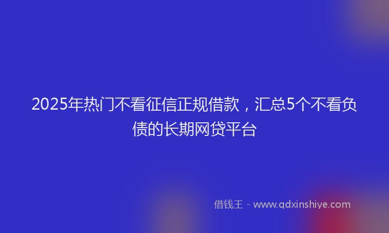 2025年热门不看征信正规借款，汇总5个不看负债的长期网贷平台