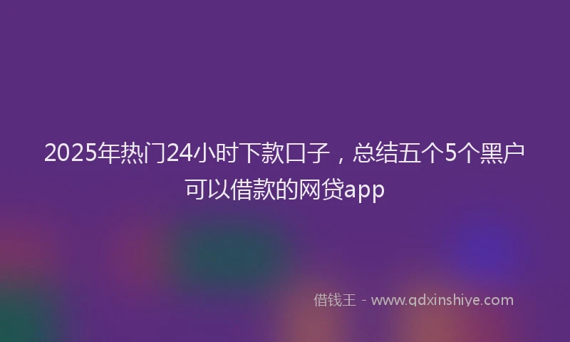 2025年热门24小时下款口子，总结五个5个黑户可以借款的网贷app