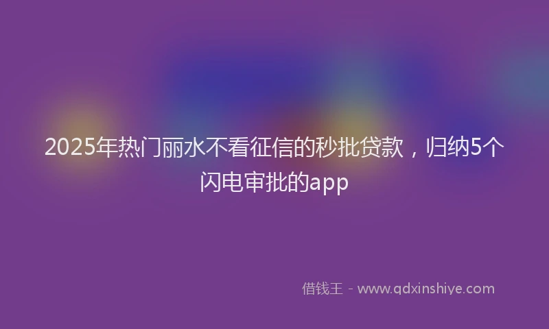 2025年热门丽水不看征信的秒批贷款，归纳5个闪电审批的app