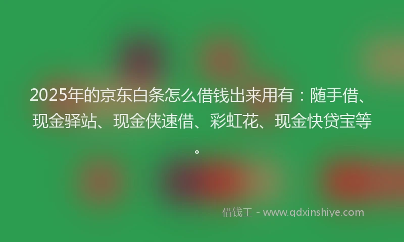 2025年的京东白条怎么借钱出来用有：随手借、现金驿站、现金侠速借、彩虹花、现金快贷宝等。