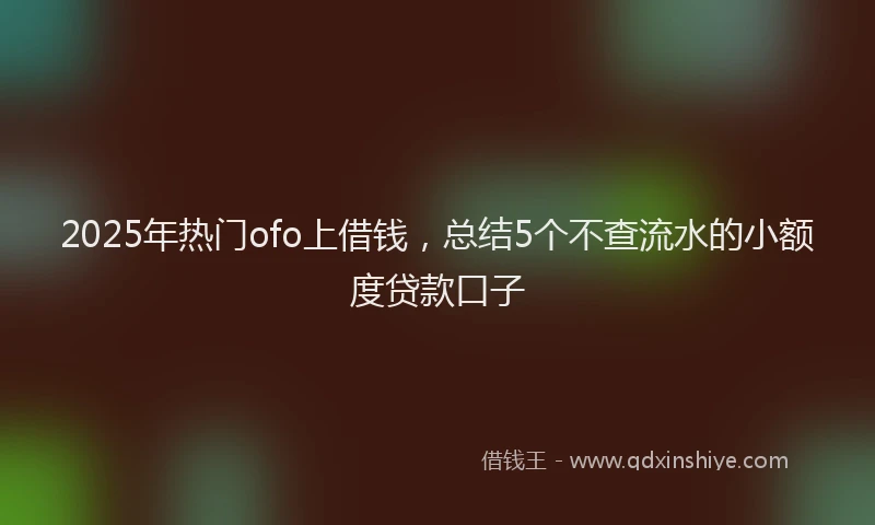 2025年热门ofo上借钱，总结5个不查流水的小额度贷款口子
