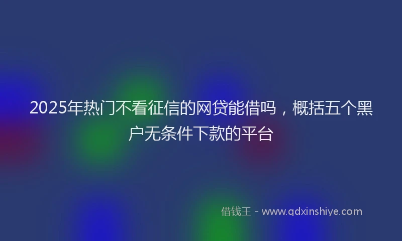 2025年热门不看征信的网贷能借吗，概括五个黑户无条件下款的平台