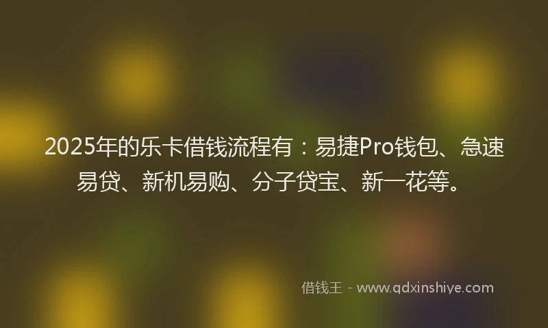 2025年的乐卡借钱流程有：易捷Pro钱包、急速易贷、新机易购、分子贷宝、新一花等。
