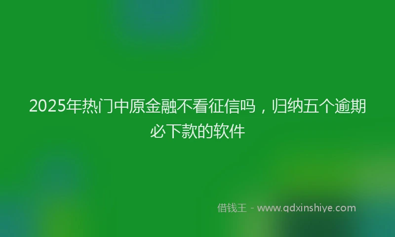 2025年热门中原金融不看征信吗，归纳五个逾期必下款的软件