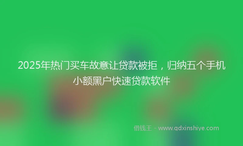 2025年热门买车故意让贷款被拒，归纳五个手机小额黑户快速贷款软件