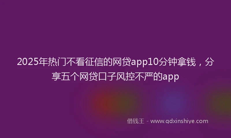 2025年热门不看征信的网贷app10分钟拿钱，分享五个网贷口子风控不严的app