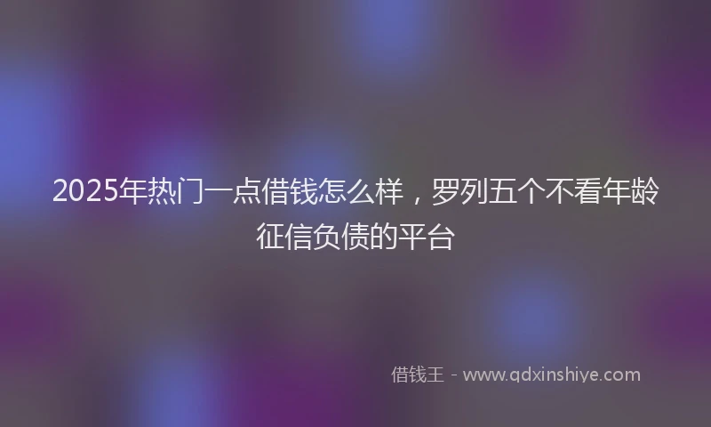 2025年热门一点借钱怎么样，罗列五个不看年龄征信负债的平台