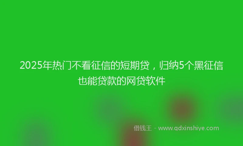 2025年热门不看征信的短期贷，归纳5个黑征信也能贷款的网贷软件