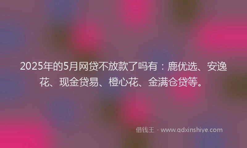 2025年的5月网贷不放款了吗有：鹿优选、安逸花、现金贷易、橙心花、金满仓贷等。
