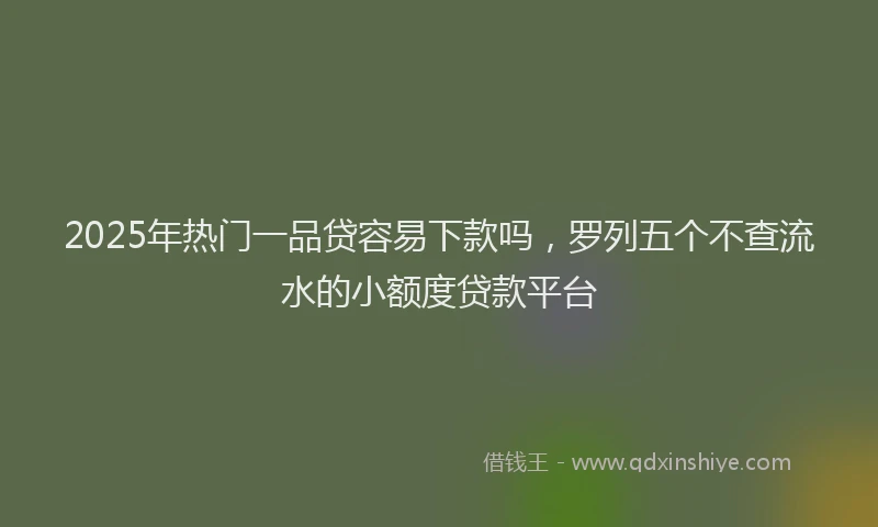 2025年热门一品贷容易下款吗，罗列五个不查流水的小额度贷款平台