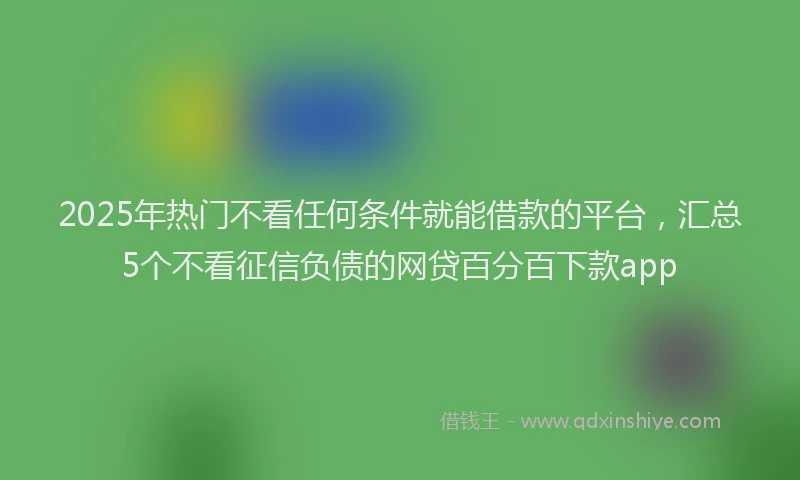 2025年热门不看任何条件就能借款的平台，汇总5个不看征信负债的网贷百分百下款app