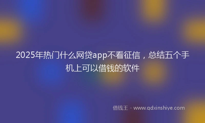 2025年热门什么网贷app不看征信，总结五个手机上可以借钱的软件