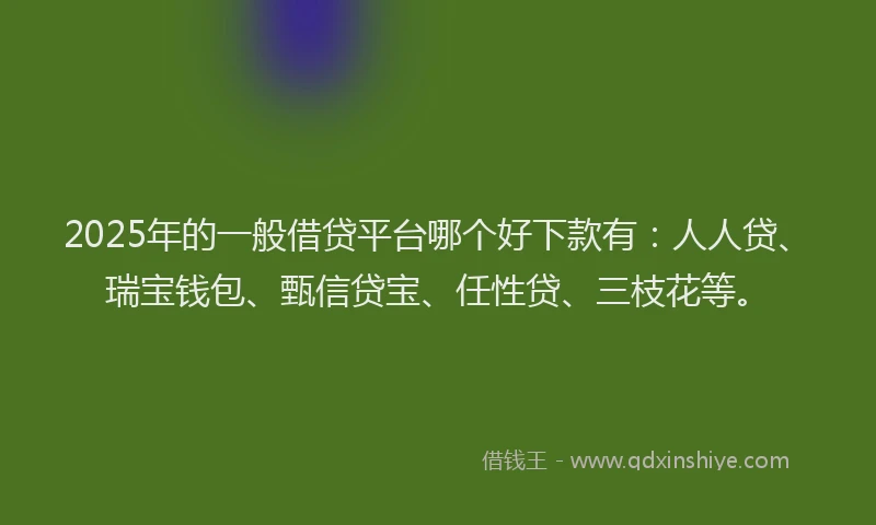 2025年的一般借贷平台哪个好下款有：人人贷、瑞宝钱包、甄信贷宝、任性贷、三枝花等。