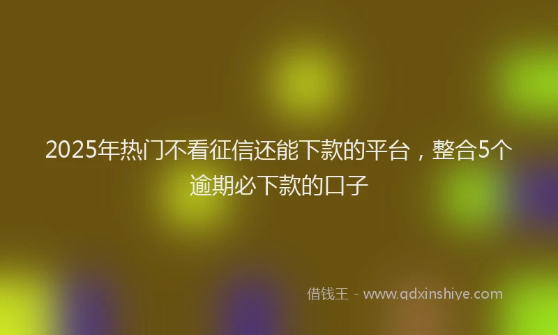 2025年热门不看征信还能下款的平台，整合5个逾期必下款的口子