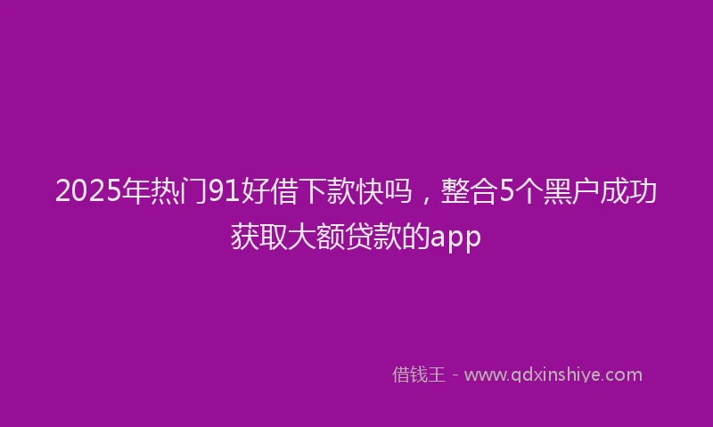 2025年热门91好借下款快吗，整合5个黑户成功获取大额贷款的app
