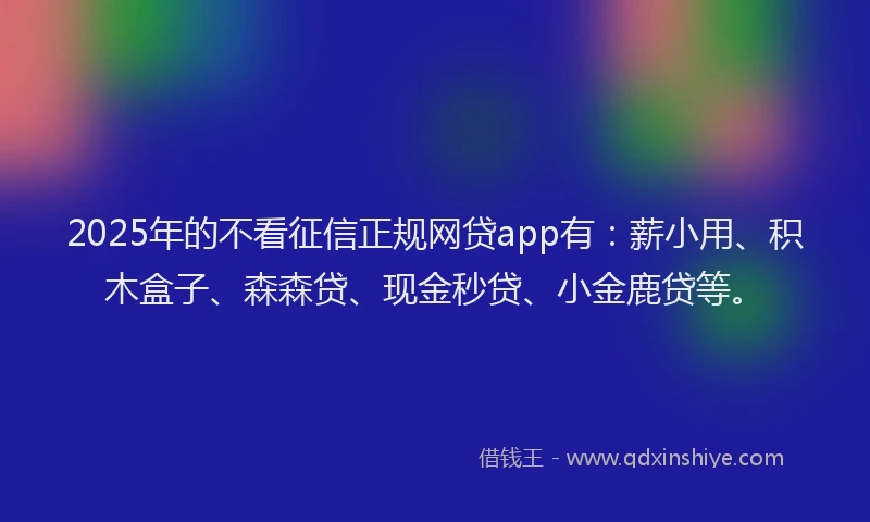 2025年的不看征信正规网贷app有：薪小用、积木盒子、森森贷、现金秒贷、小金鹿贷等。