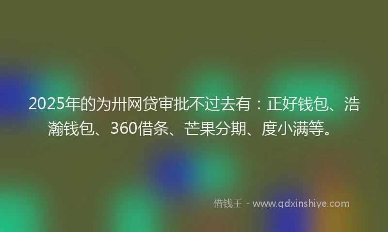 2025年的为卅网贷审批不过去有：正好钱包、浩瀚钱包、360借条、芒果分期、度小满等。