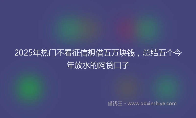 2025年热门不看征信想借五万块钱，总结五个今年放水的网贷口子