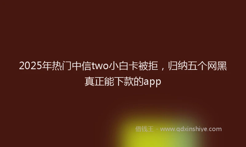 2025年热门中信two小白卡被拒，归纳五个网黑真正能下款的app