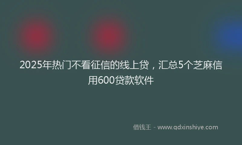 2025年热门不看征信的线上贷，汇总5个芝麻信用600贷款软件