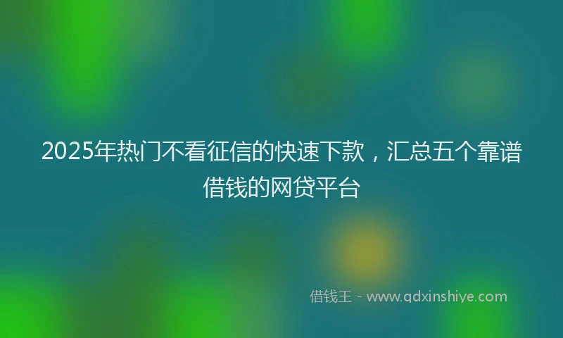 2025年热门不看征信的快速下款，汇总五个靠谱借钱的网贷平台