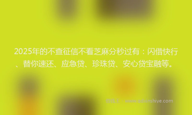 2025年的不查征信不看芝麻分秒过有：闪借快行、替你速还、应急贷、珍珠贷、安心贷宝融等。