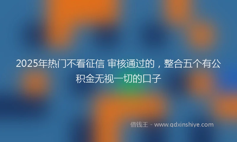 2025年热门不看征信 审核通过的，整合五个有公积金无视一切的口子